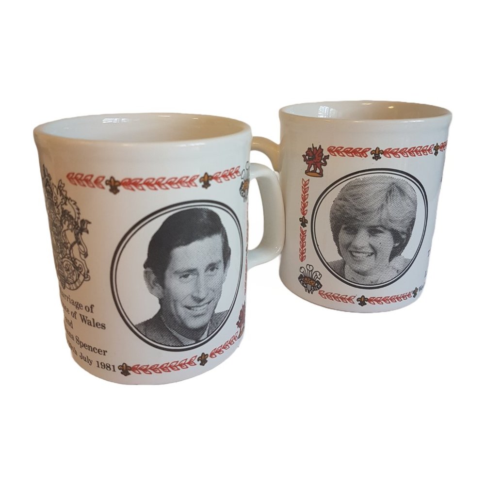Vintage 1981 Prince Charles Lady Diana Royal Wedding Mugs Teacups England